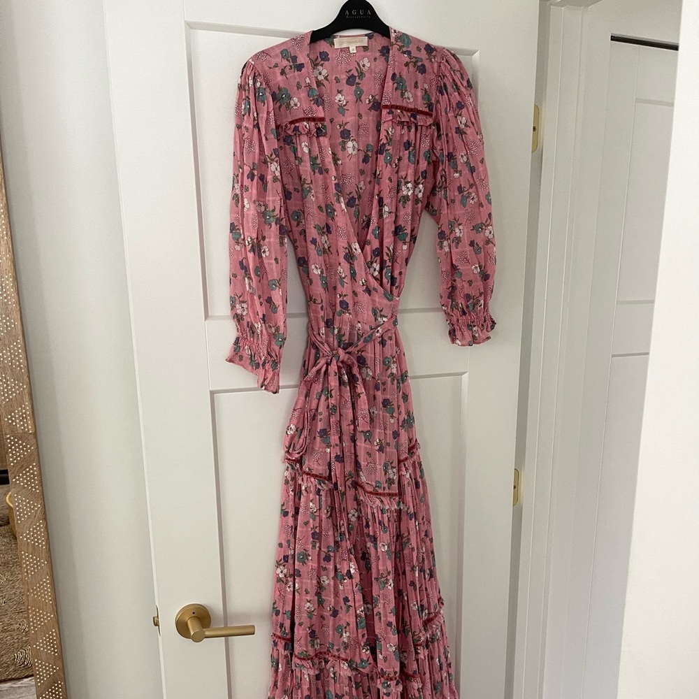 LoveShackFancy wrap maxi dress